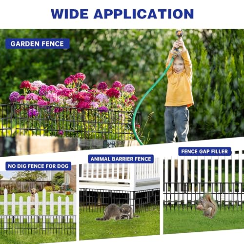 35 Panels Garden Fence Animal Barrier (Black / 35 panels, 38ft(L)×13in(H) Black)