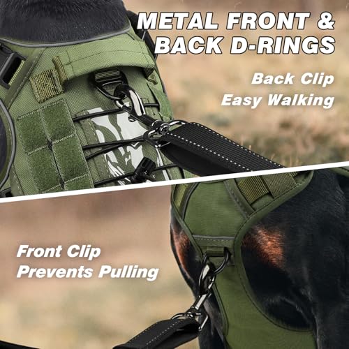 Green Tactical Dog Harness for Small Dogs (Green / Small: 15-30 lbs (Chest:20-26",Neck:15-18"))