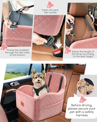 Dog Booster Car Seat for Small (Pink / Medium)