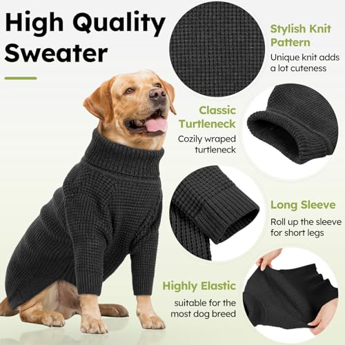 Dog Sweater Turtleneck Long Sleeve Knitted Dog Sweater (Charcoal Gray / XXX-Large)