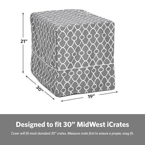 Medium Dog Crate Cover With Teflon Fabric Protector (Gray Geometric Pattern / 29"L x 20"W x 20"H)