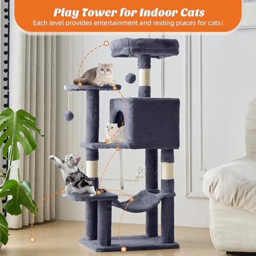 44 Inch Small Cat Tree Tower for Indoor Cats and Kittens (Dark Grey / 44IN)