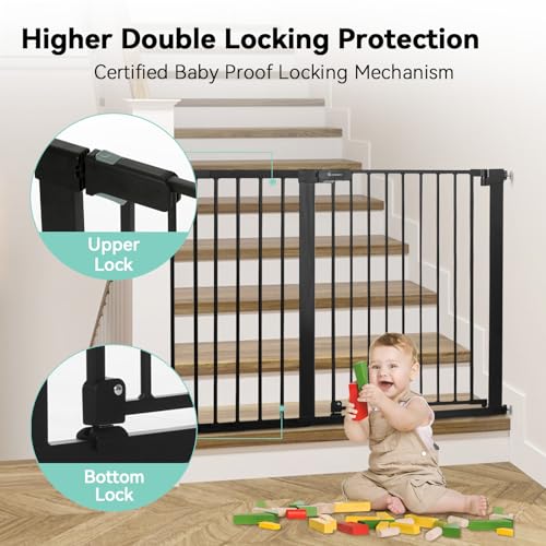 36" Extra Tall Baby Gate for Stairs (36"Tall 48.8"Wide / Black)