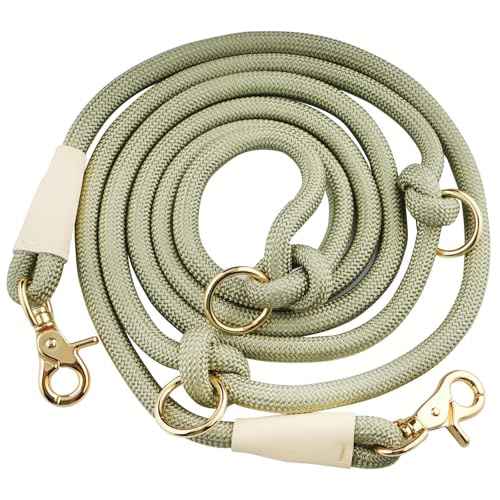 Multifunctional 8.5 ft Nylon Rope Hands Free Dog Leash for Running Small Medium Large Dogs (Army Green / 8.5FT x 10MM)