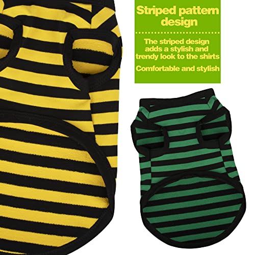3 Pieces Dog Striped Shirt Red Green Black Color Cotton Sleeveless Puppy Pet Shirts Breathable Apparel Tank Top Colorful Puppy Sweatshirt Clothes for Small Medium Dogs 2XL (2XL-(26~38lb) | Chest(~25.5") / Red Green Black)