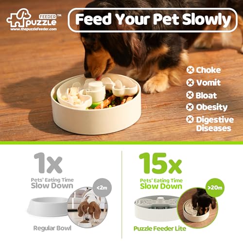 Slow Feeder Dog Bowl for Puppies with Non (M / Light Green)