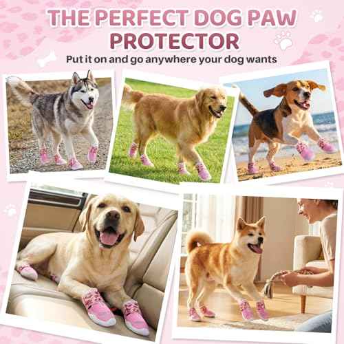 Dog Shoes for Large Small Medium Dogs (Hot Pink / #1 (Width 1.6 inch) for 14-23 lbs)