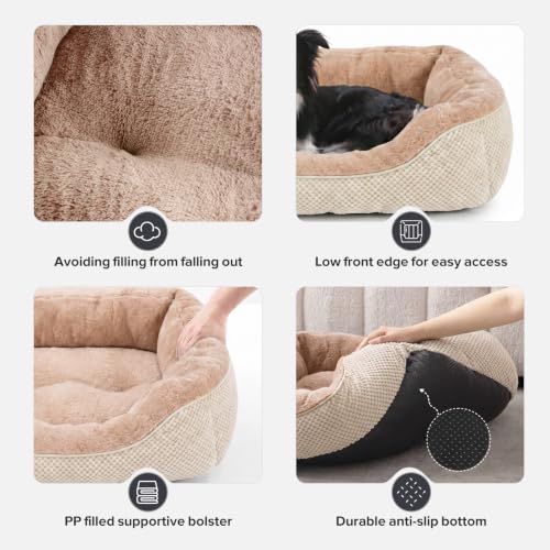 Large Dog Bed (L (35"x25"x9") / Beige)