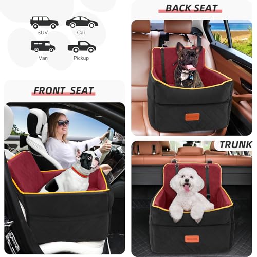 Dog Car Seat for Small Medium Dogs (Black/red)