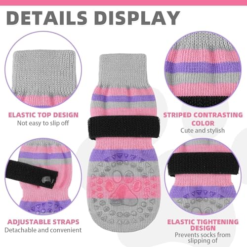 Anti Slip Dog Socks for Hot (Pink & Purple / X-Large)