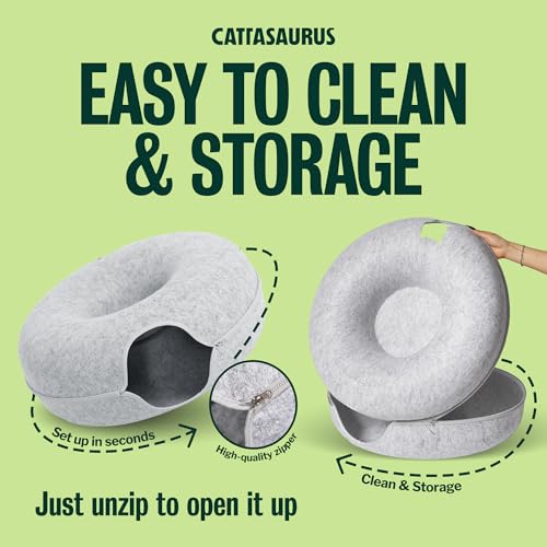 Peekaboo Cat Cave Donut for Multiple & Large Cats up to 30 (Light Gray / Jumbo)