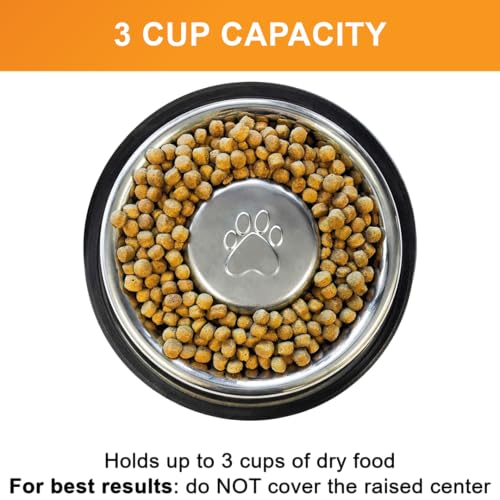 Stainless Steel Slow Feed Bowl (3 Cup - Non Tip)