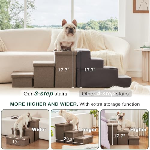 Dog Stairs for High Bed (Light Brown / 29.5" X 17" X 17.7" H)