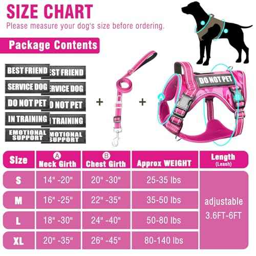 Tactical Dog Harness and Leash Set with 10 Patches for Medium Dogs (Medium / Camo Pink)