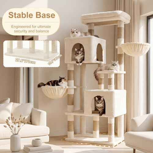 68.1" Cat Tree with Oversized Top Platform & Wide Base HCT059MJ (Beige / 68.1 inch)