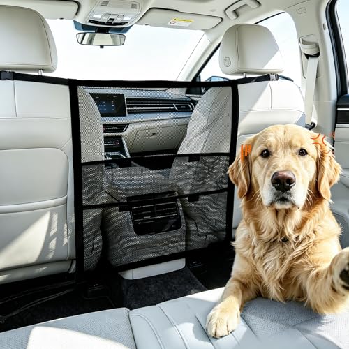 Dog Car Barrier Net Divider with 2 Large Storage Pockets