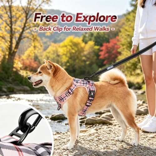 Plaid Dog Harness Large (XL / Checkered Beige)