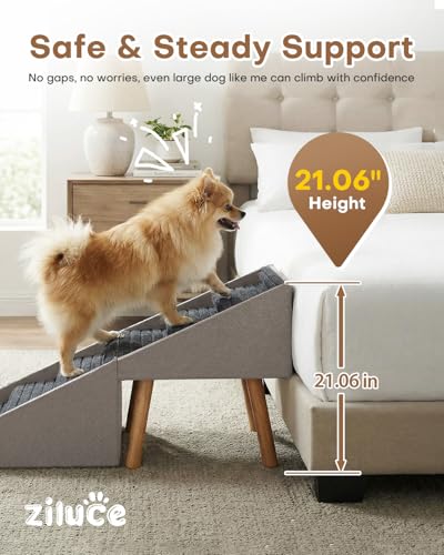 Split Ottoman Dog Ramp for Bed and Couch (21.06" H-Hemp Green)