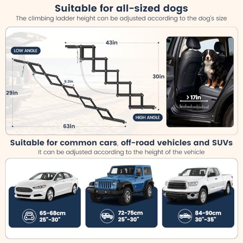 Foldable Dog Steps for Car Dog Stairs for Large Dogs Ramp 5 Steps