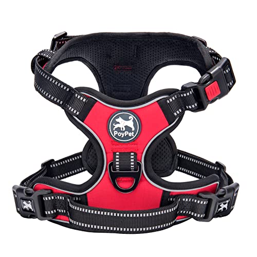 No Pull Dog Harness Small with Front Clip & Neck Release Buckle (S / Red)