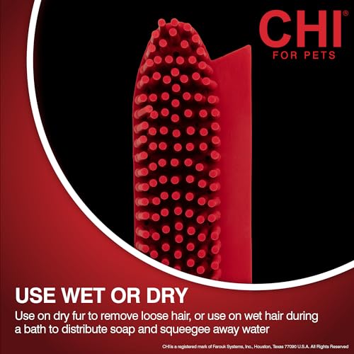 for Dogs Rubber Fur Accumulator Grooming Brush (Red - Rubber Fur Accumulator / 1 Count (Pack of 1))