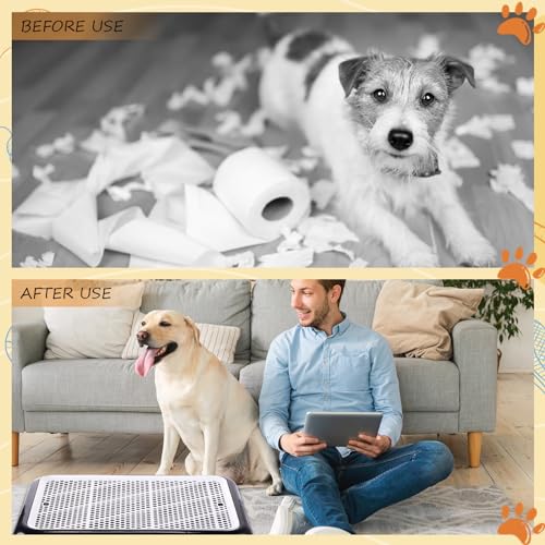 Dog Pee Pad Holder Potty Tray Portable Dog Litter Box Toilet Training for Indoor Outdoor Small Medium Large Pet Puppy (Black / 19.69 x 14.17 Inches)