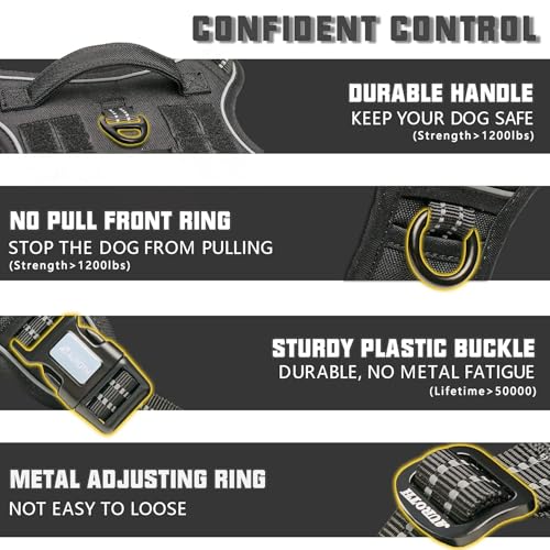 Dog Harness for Small Medium Dogs (Black / S(Neck:14-21",Chest:20-31"),18-35 lbs)