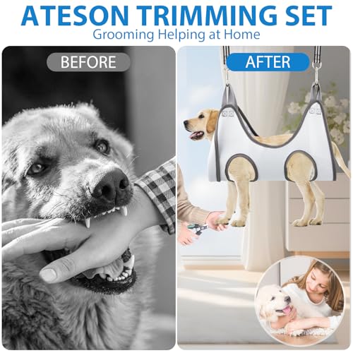 Pet Grooming Hammock Harness for Medium (L for Large Dogs 60LB / Gray)
