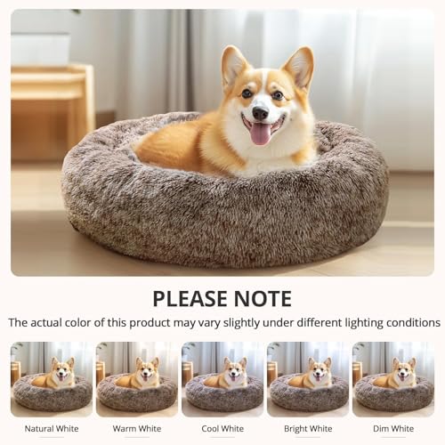 Calming Dog Bed Medium Size Dog (Smoke Brown / 27.0"L x 27.0"W x 8.0"Th)