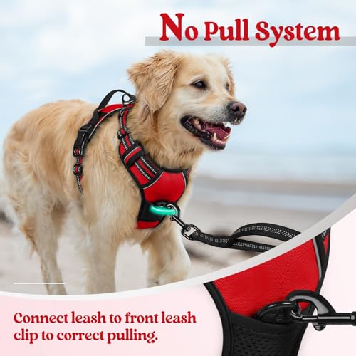 Dog Harness No Pull for Large Dogs with 2 Leash Clips (X-Large / Red)
