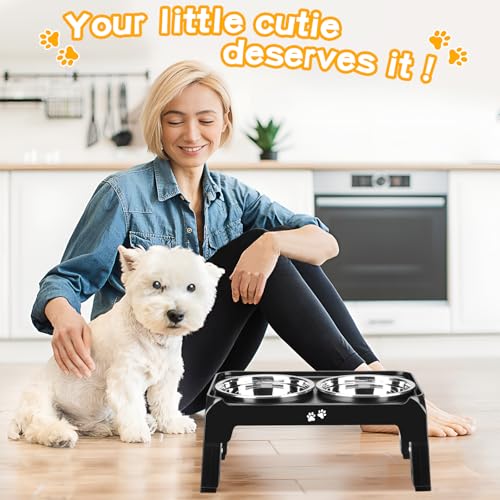 Elevated Dog Bowls for Small Medium Dogs (Black / 6" for Small Dogs)