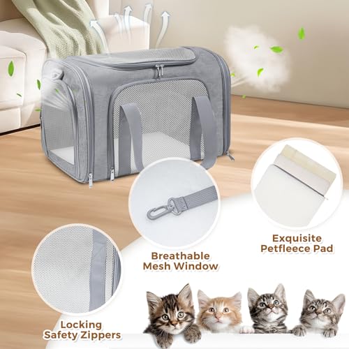 Cat Carrier Soft Up to 16 Lbs (17.0"L x 11.0"W x 11.0"H / Grey)