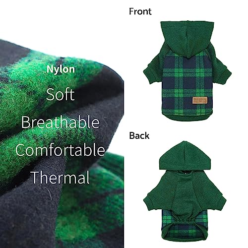Tartan Plaid Dog Hoodie (Large / Green)
