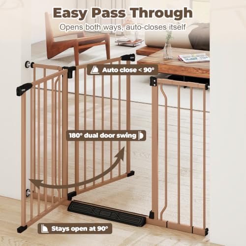 29" 45" Baby Gate for Stairs & Doorways (Brown / 29-45"Wide, 30"Tall)