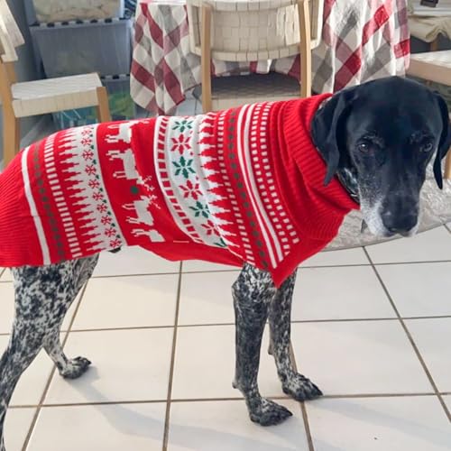 Dog Ugly Christmas Sweater for Large Dog with Red Snowflake Reindeer (3XL (60-80lbs) / 1# Christmas)