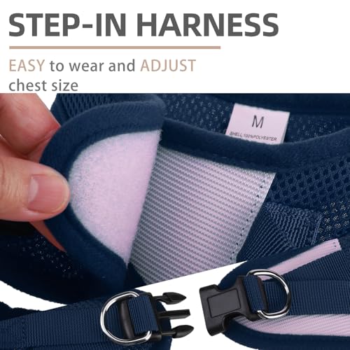 Dog Harness Collar and Leash Set No Pull for Small Medium Sized (Solid NavyBlue / S (CHEST 14.5"-16"))