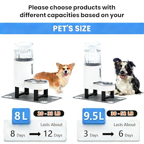 Gravity Dog Water Bowl Dispenser (White / 8L+Stand+Mat)