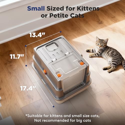 Small Enclosed Stainless Steel Litter Box with Lid for Kitty (Small / Grey)