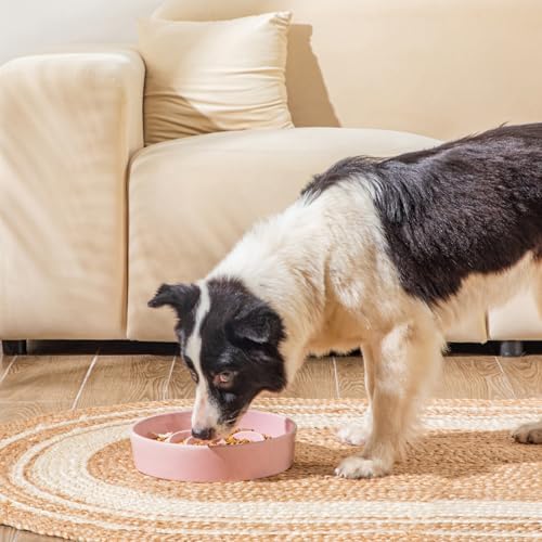Ceramic Slow Feeder Dog Bowl (L - 3 Cups / Pink)