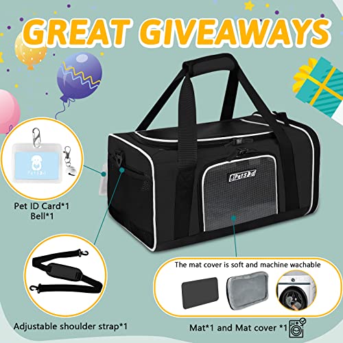 Small Pet Carrier 18" L x 13" W x 9.5" H Airline Approved (18.0"L x 13.0"W x 9.5"H / Black)
