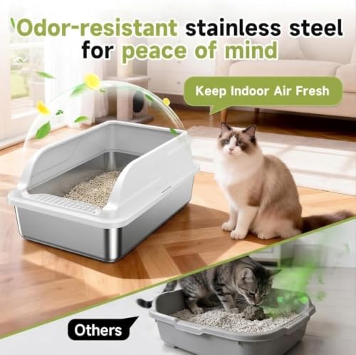 Stainless Steel Cat Litter Box (Grey L)