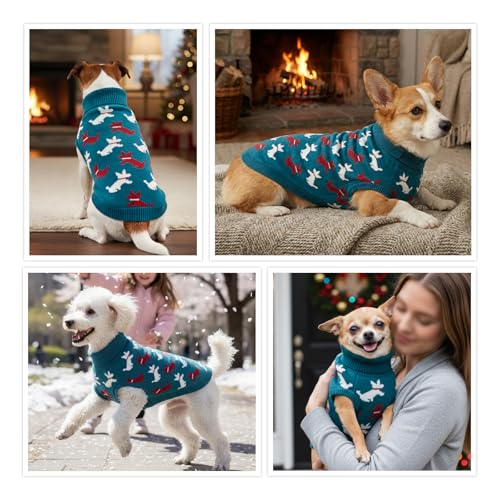 Cute Dog Sweater with Puppy Pattern Soft Dog Knitwear Thermal Puppy Doggie Clothes Breathable Pet Knitwear Cozzy Warm Pet Pullover Outfit for Small Medium Large Dogs M (Medium)