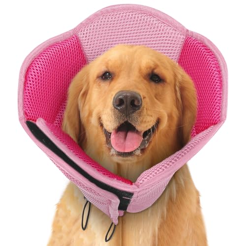 Dog Cone Soft Cone for Dogs to Stop Licking (Pink / Large)