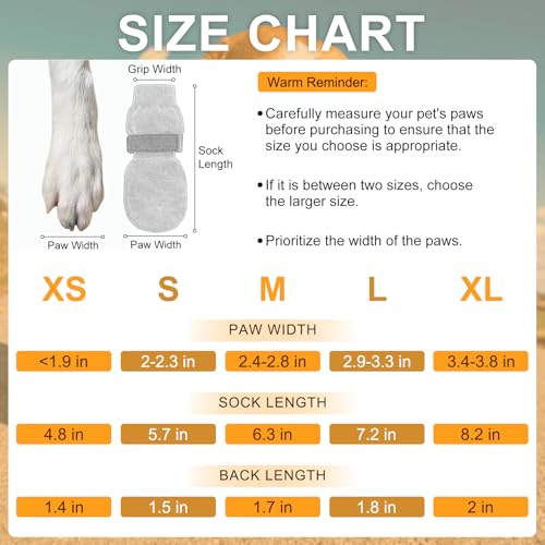 Dog Socks to Prevent Licking Paws Double Sided Grip Traction (Coffee(Paw) / M(2.1"-2.55" W | Pack of 4))