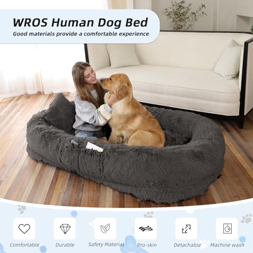 Human Dog Bed for Adult (71.0"L x 45.0"W x 12.0"Th / Dark Grey)
