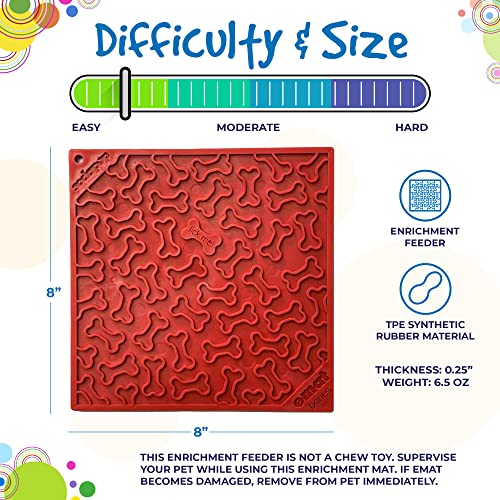 Bones eMat Durable Lick Mat Feeder Made in USA from Non (Bones Red / Large)