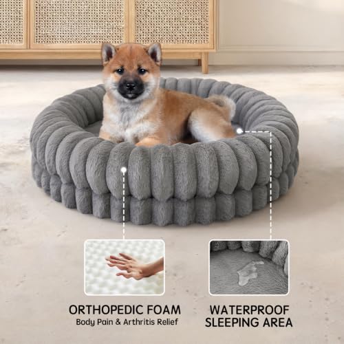 Luxury Donut Dog Bed (30.0"L x 30.0"W x 7.0"Th / Gray)