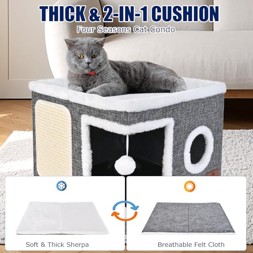 Cat Beds for Indoor Cats (Grey / Single)