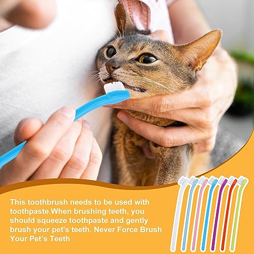 100 Pcs Small Dog Toothbrush Bulk Pack Long Handle Pet Toothbrushes with Soft Bristles (7 Colors)
