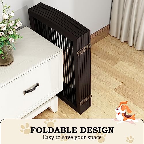 Freestanding Pet Gate with Door (6 Panel 32" / Dark Brown)